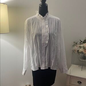Elegant White Ruffled Blouse